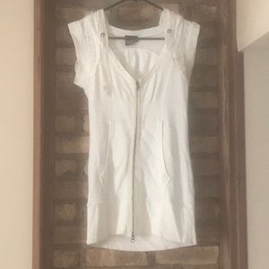 Free People eyelet zip up sleeveless hoodie